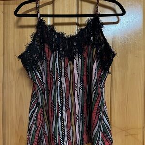 Elegant Multicolor Striped Lace Cami Top